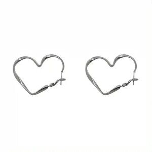 New - Big Heart Hoop Silver Earrings